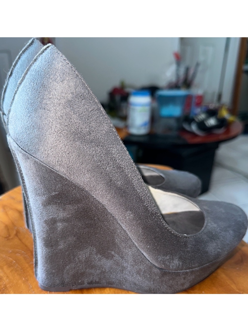 Michael Antonio’s Women's Gray Suede Wedge Pumps